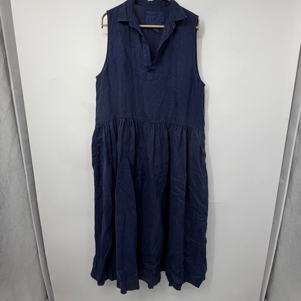 Frank & Eileen Blue Daphne Popover Sleeveless Maxi Shirt Dress Size XL - Picture 2 of 11